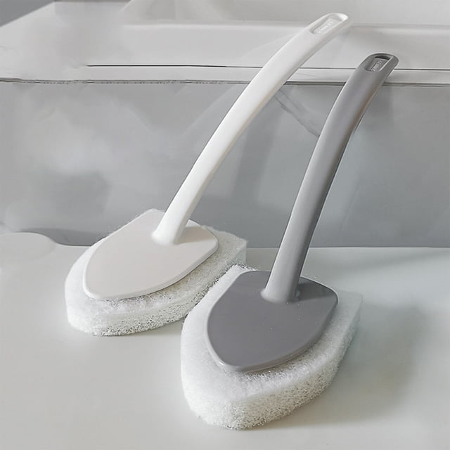 Fiudx Cepillo Ergonómico para Fregar, Mango Ergonómico, Cabezal de Esponja Suave Multifuncional, Uso En Seco y Húmedo, Limpiador de Vidrios para Baño, Agarre Cómodo, Duradero, Tamaño 34,5 X 9 X 12 Cm
