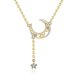 thumbnail image 1 of Collar de plata de ley S925 con forma de luna y estrella, estilo femenino, con borlas huecas, color oro amarillo, 1 of 4