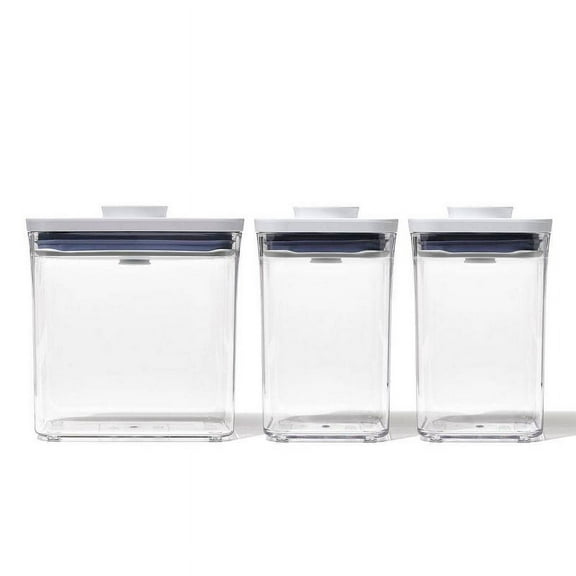 3pc Plastic Food Storage Container Set Clear: Air Tight Seal, Dishwasher-Safe