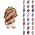 thumbnail image 1 of Striped Womens Tshirts 2026 Summer Fashionable Short Sleeve Crewneck Comfortable Lightweight Tees, 1 of 4