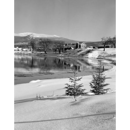 USA Vermont winter landscape with lake Stretched Canvas -  (24 x