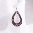 thumbnail image 2 of BOHO Rainbow Galaxy Glitter Leather Teardrop Frame Hollow Earrings Women Jewelry, 2 of 2