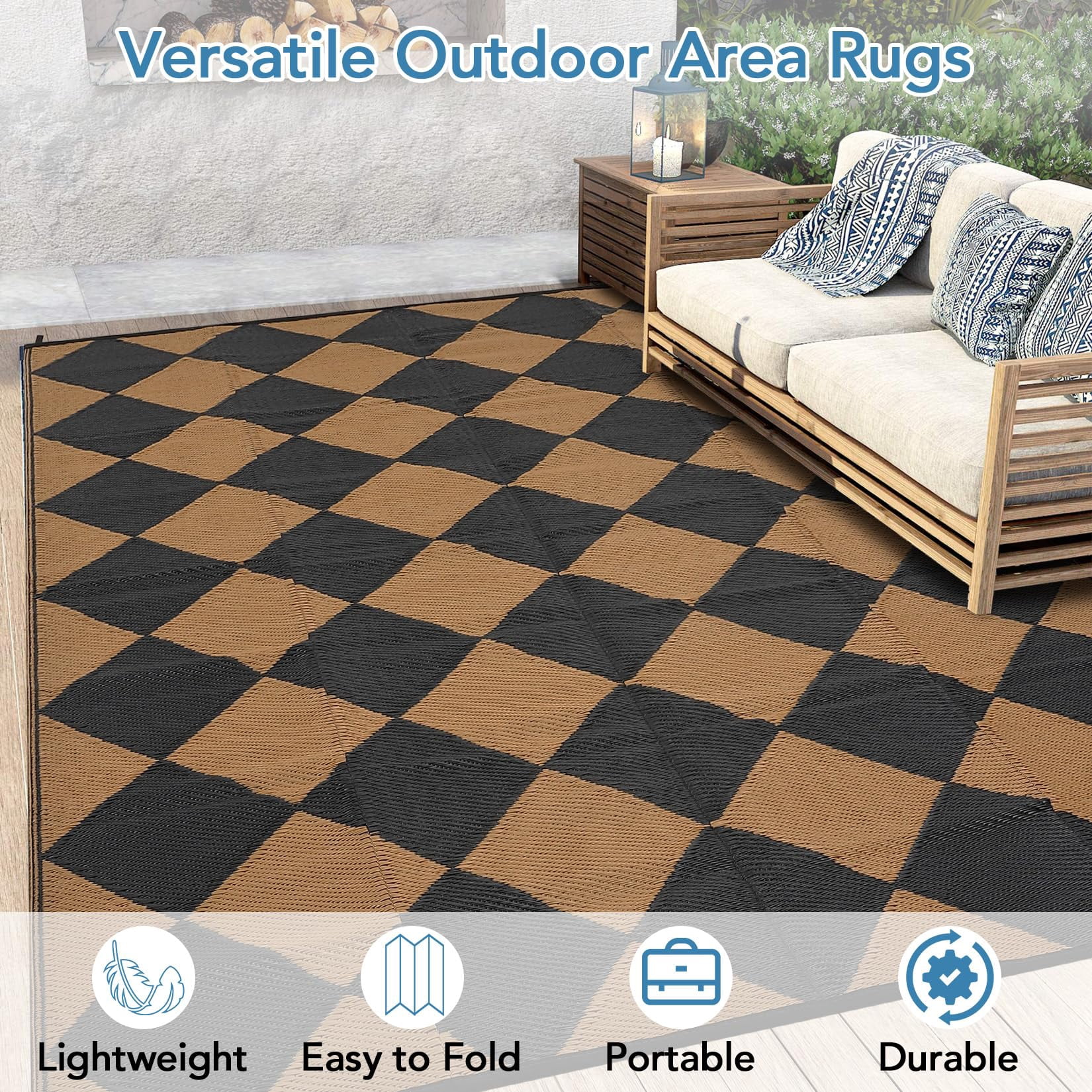 Volkmi Geometric Adult Outdoor Rugs, 9*12ft, Waterproof
