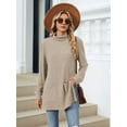 thumbnail image 2 of Long Sleeve Shirts for Women High Neck Casual Tunic Tops Khaki XL, 2 of 8