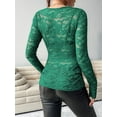 thumbnail image 3 of Women Long Sleeve Tops Shirts Dressy Hollow Out Crochet Lace Embroidered Blouses 2025 Fashion Green M, 3 of 5