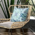 thumbnail image 3 of Amrita Sen Designs  16 x 16 in. Paisley Leaf Geo Broadcloth Indoor & Outdoor Zippered Pillow - Light Blue, Aqua & White, 3 of 5