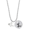 thumbnail image 1 of Delight Jewelry Silvertone Whale Silvertone Script Initial Disc - L - Charm Necklace, 20"+3", 1 of 4