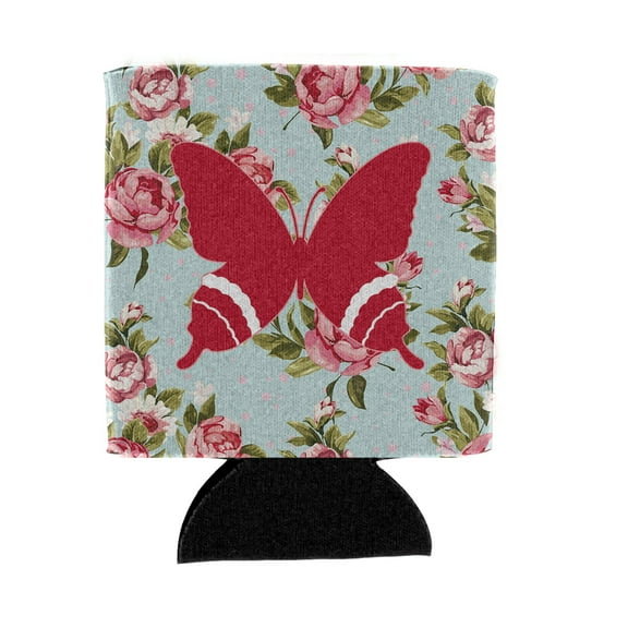 Carolines Treasures BB1034-RS-BU-CC Butterfly Shabby Chic Blue Roses Can or Bottle Hugger Blue Can Hugger multicolor