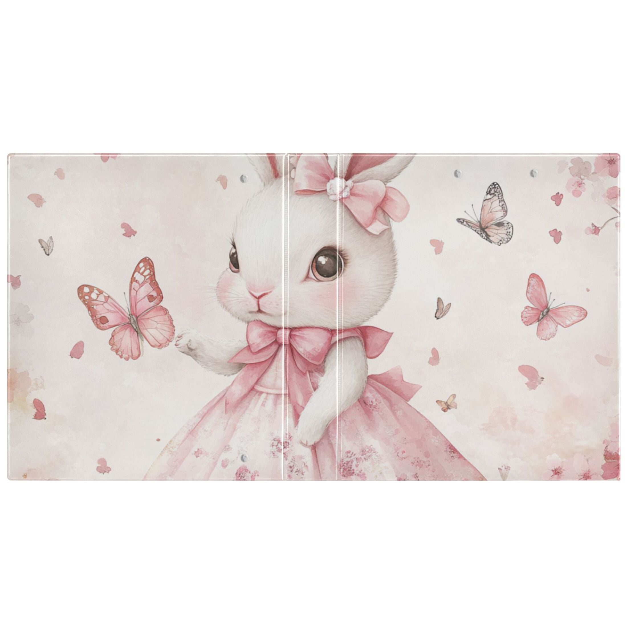 Cute Bunny Princess Flowers 3 Ring Binders 1.5 inch Hardcover File Folders with Interior Pockets A4 Size Organizer for School Office Hospital