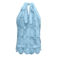 thumbnail image 7 of Halter Tank Tops for Women Summer Sleeveless High Neck Hollow out Lace Boho Dressy Casual Blouse Going out Tops, 7 of 7