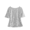 thumbnail image 4 of ZAXARRA Women Off-Shoulder Slim Blouses Loose Shirt Glistening Sequin Tank Top, 4 of 4