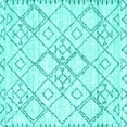 thumbnail image 1 of Ahgly Company Machine Washable Indoor Square Solid Turquoise Blue Modern Area Rugs, 8' Square, 1 of 4