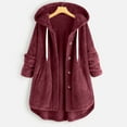 thumbnail image 2 of Patlollav Women Casual Button Jacket Pockets Long Sleeve Hooded Tops Winter Plain Coat, 2 of 7