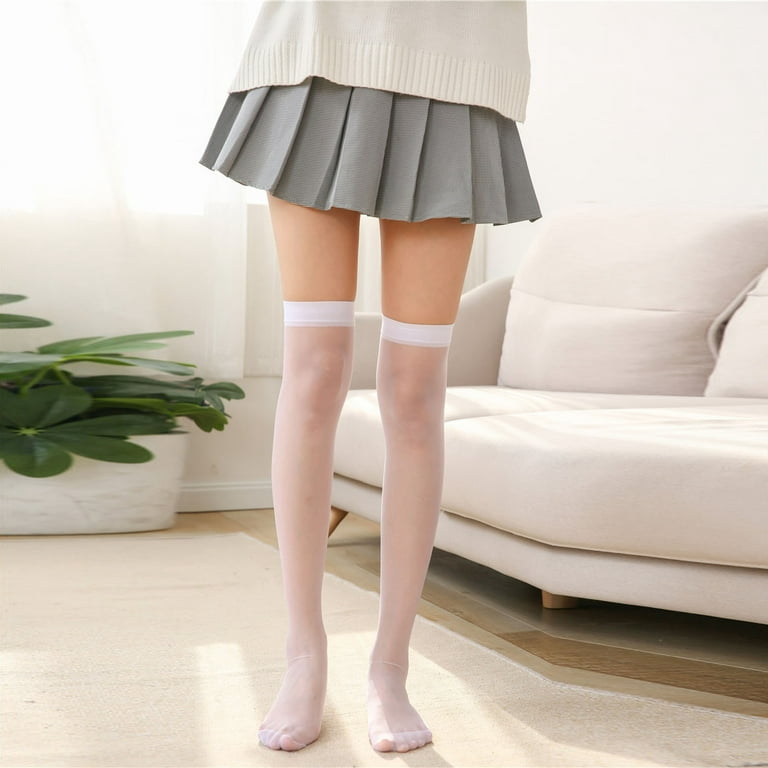 Kalaneet 1 pair High Thigh White Stocking for Girls and women