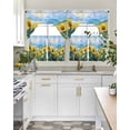 thumbnail image 5 of Sunflower Summer Kitchen Curtains Swag Valance and Tier Curtains Set 36 Inch Length, Spring Field Vintage Botanical Flowers Rod Pocket Drape Panels Pair Swag Curtain for Bathroom/Cafe/Window, 5 of 6