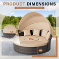 thumbnail image 3 of SOLAURA Outdoor Patio Round Daybed with Retractable Canopy, Wicker Furniture Sectional Couch with 4 Light Brown Pillows for Backyard, Porch, Pool, 3 of 8