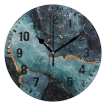 Yayeee 10" Wall Clock Battery Operated Quartz Round Silent Non-Ticking Home Decor,Black Marble
