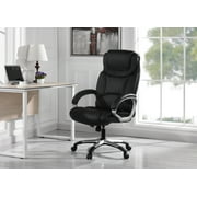 Executive Office Conference Chair with High-Back, Faux Leather, Black/Silver