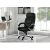 Executive Office Conference Chair with High-Back, Faux Leather, Black/Silver