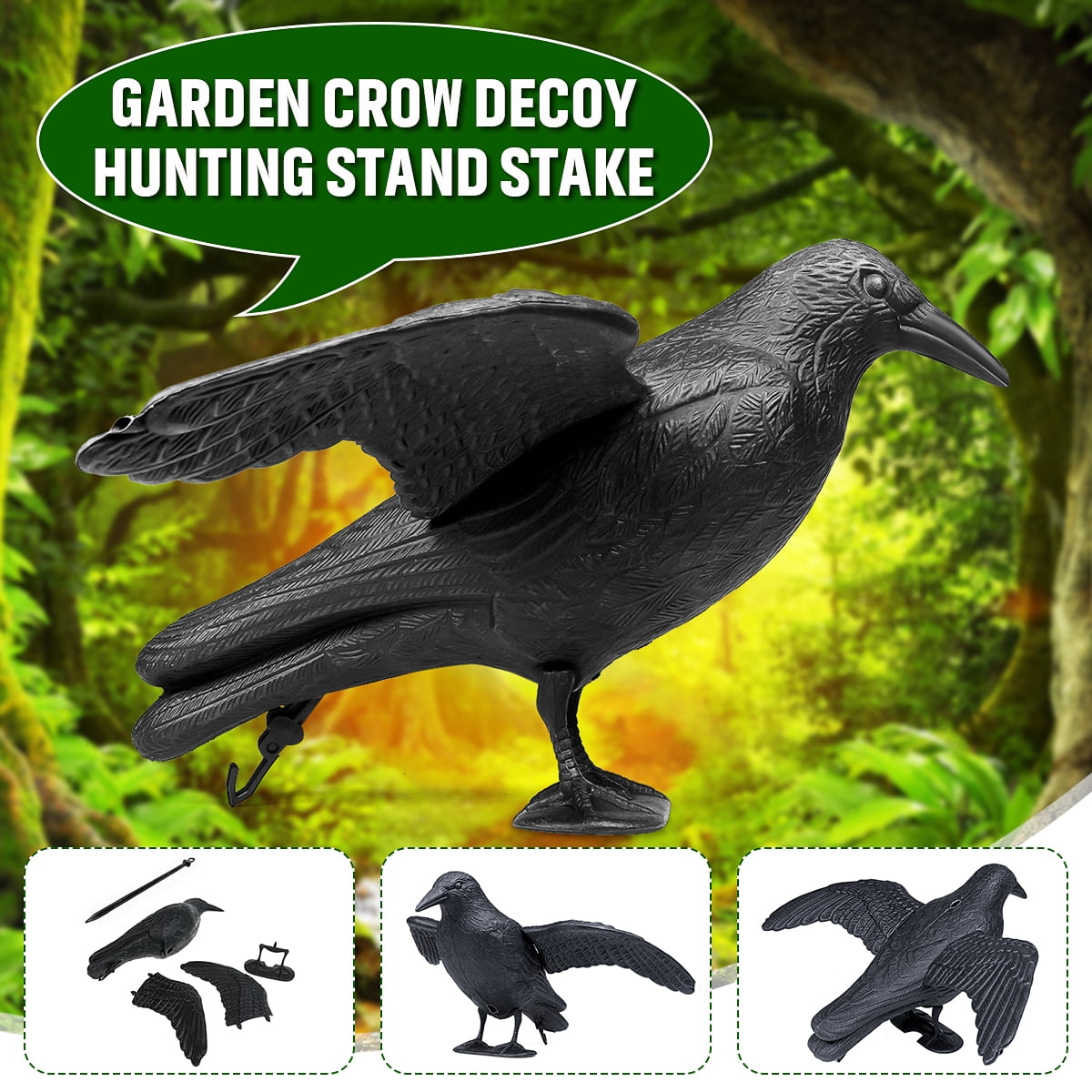 4pcs Fake Realistic Hunting Decoy Bird Crow Scarer Scarecrow Hunting Garden 