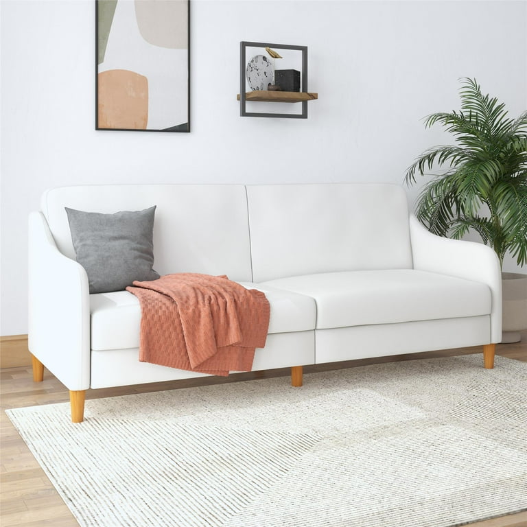 White Faux Leather Click Clack Sofa Bed Matttroy