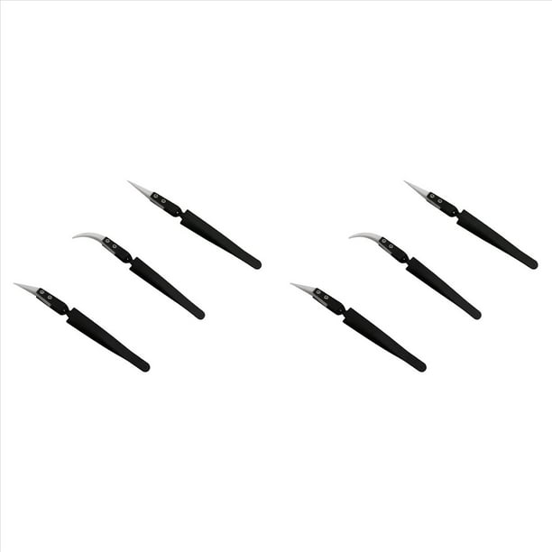 6 Uds Pinzas de CeráMica Inversa AntiestáTica IC SMD SMT Pinzas Inversas Resistentes Al Herramientas de Mano de 1000 Grados Negro