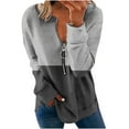 thumbnail image 2 of Royisotas Fall Women's Sweatshirts Color Block Tunic Long Sleeve Pullover Gray Casual Crewneck Half Zip No Hood Tops, 2 of 5