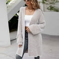 thumbnail image 5 of IROINNID Women's Cardigan Open Front Jacket Solid Color Long Sleeve Loose Sweater Coat Top Cardigan Loose Hollow Out Coat, Khaki, 5 of 9