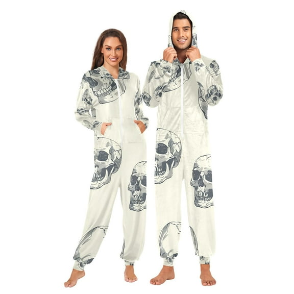 Skulls Adult Unisex Onesie Pajamas Slim Fit One Piece Suit Pjs Sleepwear Pajama Jumpsuit