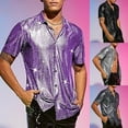 thumbnail image 4 of Men Shiny Party Performance Disco Stage Shirt Turn-down Collar Short Sleeve Tops, 4 of 7
