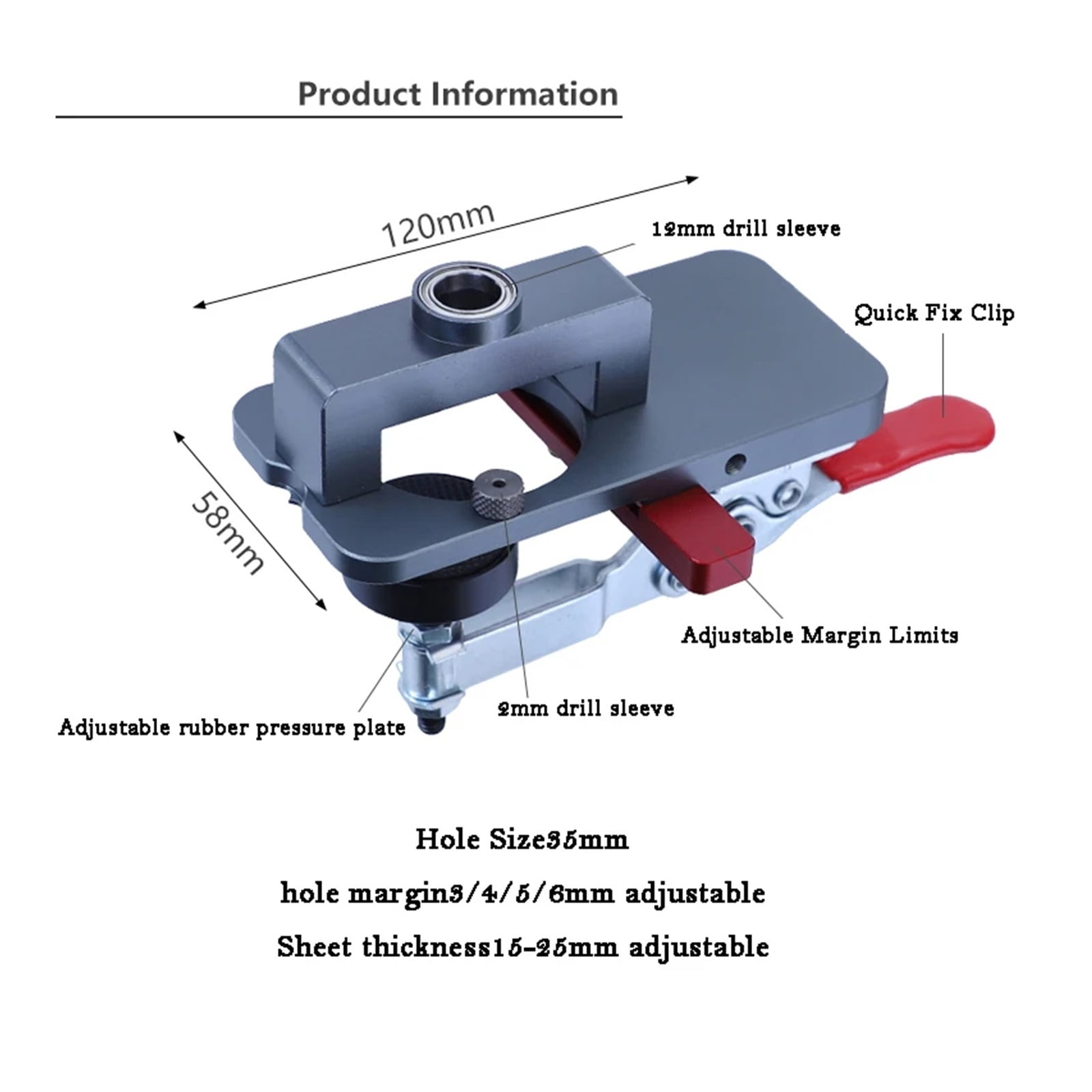 35mm Concealed Hinge Jig, Accurate Locking Hinge Drilling Jig, Hole Guide Hole Puncher Locator Tools For Door Cabinets Hinges ,Power Tools