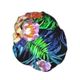 thumbnail image 2 of Easygdp Colorful Flowers Shower Caps for Women, Double Waterproof Layers Shower Cap, Quick Drying Bath Hair Cap Reusable, 2 of 9