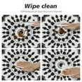thumbnail image 4 of WYYP  Round Waterproof Oil Resistant Table Cover Datura Flower Geometric Decoration Wipable Polyester Cloth Spring Summer Party Table Cover Abstract Black and White, 4 of 7