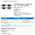 thumbnail image 2 of Front Brake Pad Set - Compatible with 2013 - 2019 Ford Escape FWD 2014 2015 2016 2017 2018, 2 of 2