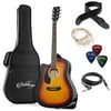 Ashthorpe Left-Handed Full-Size Cutaway Dreadnought Acoustic Electric Guitar Package, Sunburst