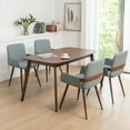 thumbnail image 4 of FOWEOAIU Modern Dining Chairs,Leather Upholstered Walnut Wood Kitchen Dining , Blue (Set of 6) ﻿, 4 of 13