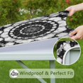 thumbnail image 6 of Black White Tie Dye Mandala Pattern Square Fitted Tablecloth with Elastic Edge,Square Table Cover,Washable Elastic Table Cover for Home Kitchen Party Decor 34"x34", 6 of 6