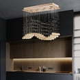 thumbnail image 4 of DENEST Modern Mirror Stainless Steel Electric Rectangular Crystal Raindrop Chandelier, 4 of 12