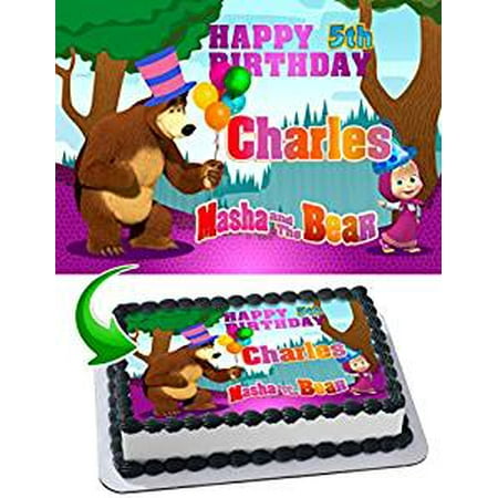 Care Bear Cakes - Masha and the Bear Birthday Cake Personalized Cake Toppers Edible Frosting Photo Icing Sugar Paper A4 Sheet 1/4 Edible Image for cake