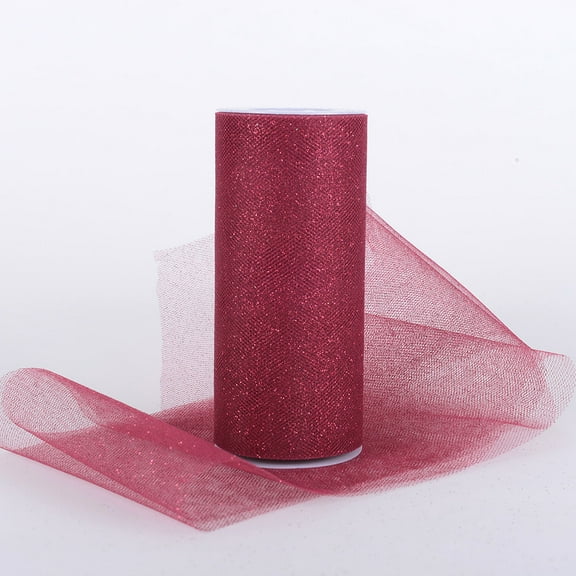 Burgundy Premium Glitter Tulle Fabric ( W: 6 Inch | L: 10 Yards )