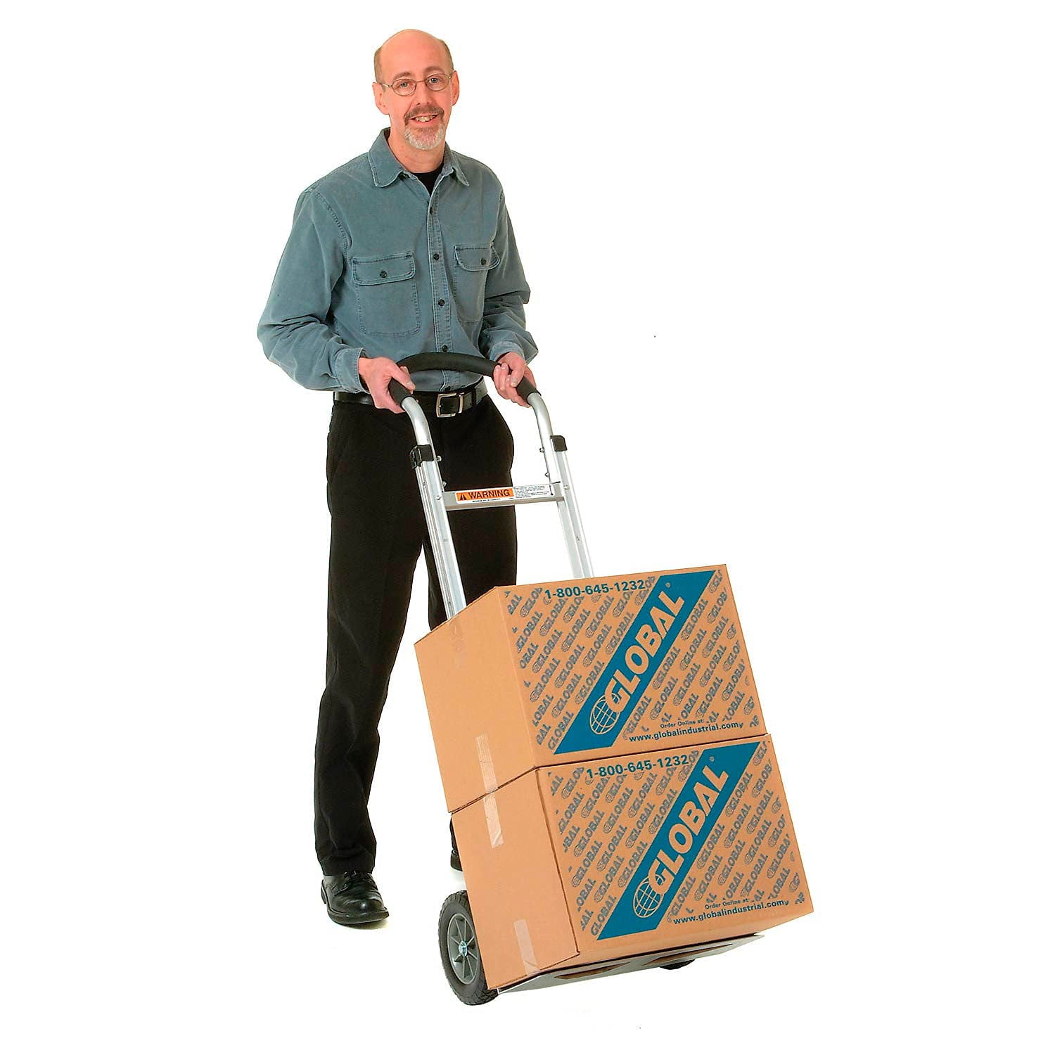 Aluminum Hand Truck Curved Handle, Mold-On Rubber Wheels