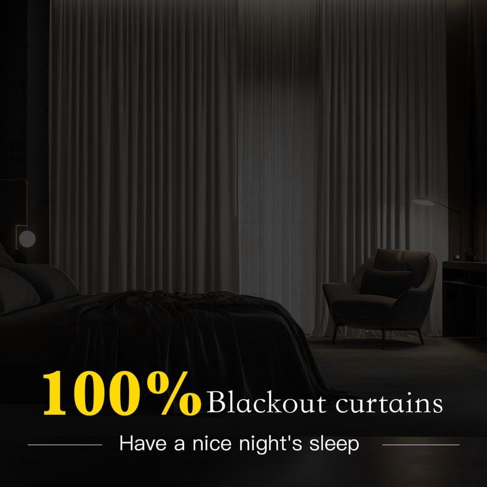 NICETOWN Full Blackout Curtains Faux Linen Noise Reducing Room Darkening Thermal Insulated Drapes, W52 x L72, Beige, Set of 2