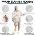 thumbnail image 5 of Wearable Oversized Blanket,White Boho Bohemia Rainbow Sun Moon Pattern Wearable Blanket Hoodie for Adults,Cozy Hooded Blankets with Super Pockets,Super Warm Fuzzy Pullover for Women & Men, 5 of 6