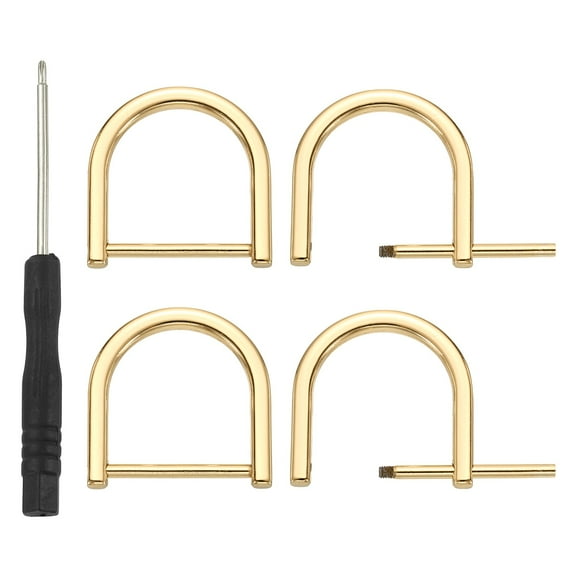 D-Rings Screw in Shackle for Purse Keychain Strap Buckle DIY Leather Craft Light Gold 1 Inch