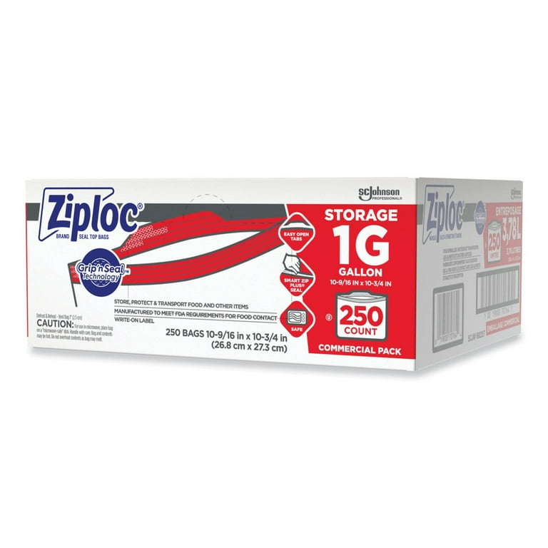 250 pieces Ziploc Gallon Size BaG- Double Zipper - Food & Beverage Gear