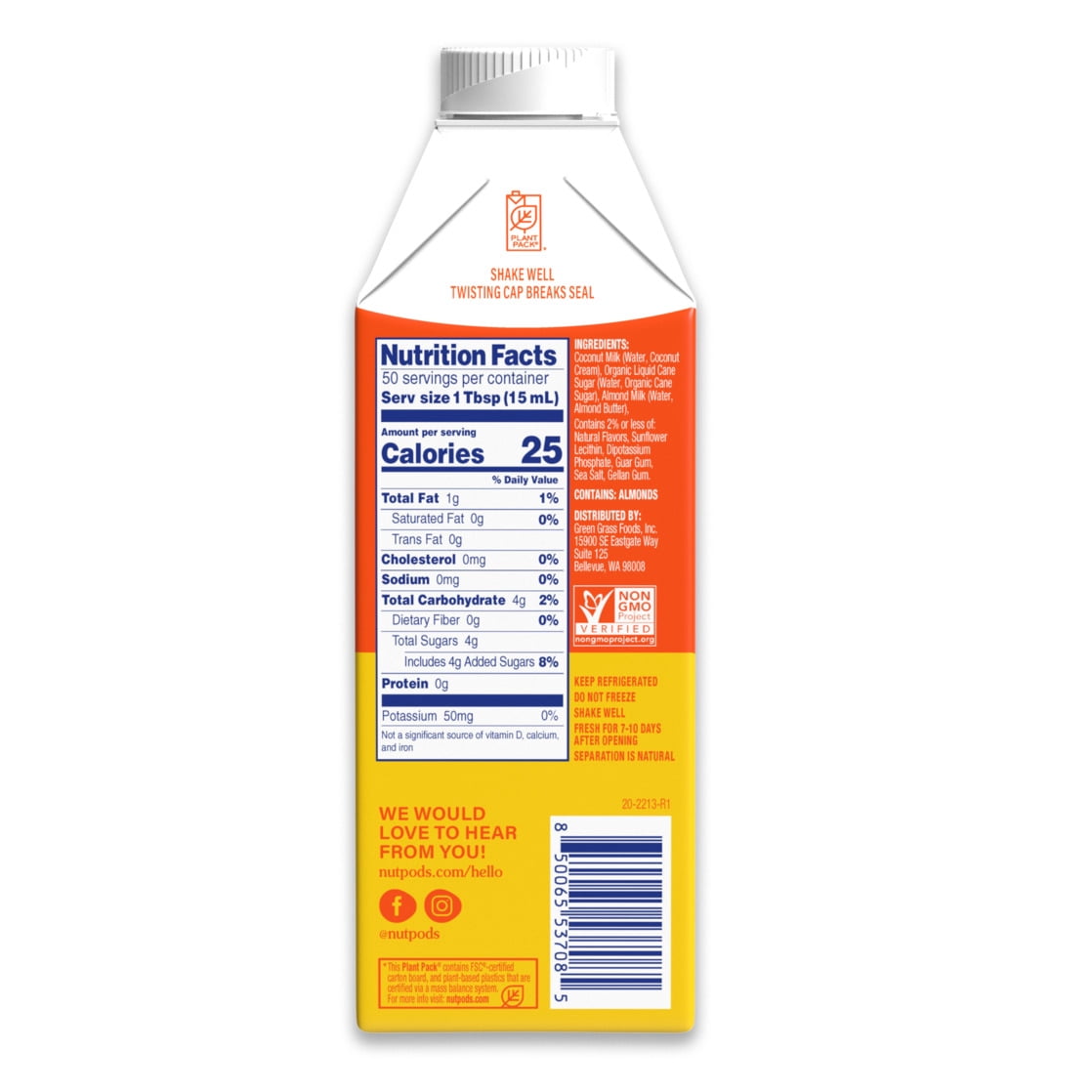 nutpods® Non Dairy Candy Corn Made with Almonds and Coconuts Coffee Creamer