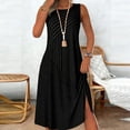 thumbnail image 2 of Women's Summer Flowy Maxi Dress Fashion And Leisure Splicing Sleeveless Round Neck Loose And Comfortable Dress Beach Vacation Swing Dress, 2 of 5