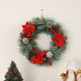 thumbnail image 4 of NWOKYZGH 11.8 Inch Christmas Wreath, Outdoor Xmas Wreath with Red Artificial Poinsettia Flowers Ball Ornaments Pine Cones Berries for Door Wall Window Fireplace Home Holiday Decorations, 4 of 6
