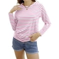 thumbnail image 5 of Langwyqu Womens Casual Crew Neck Striped Long Sleeve T Shirt Basic Tunic Tops, 5 of 5