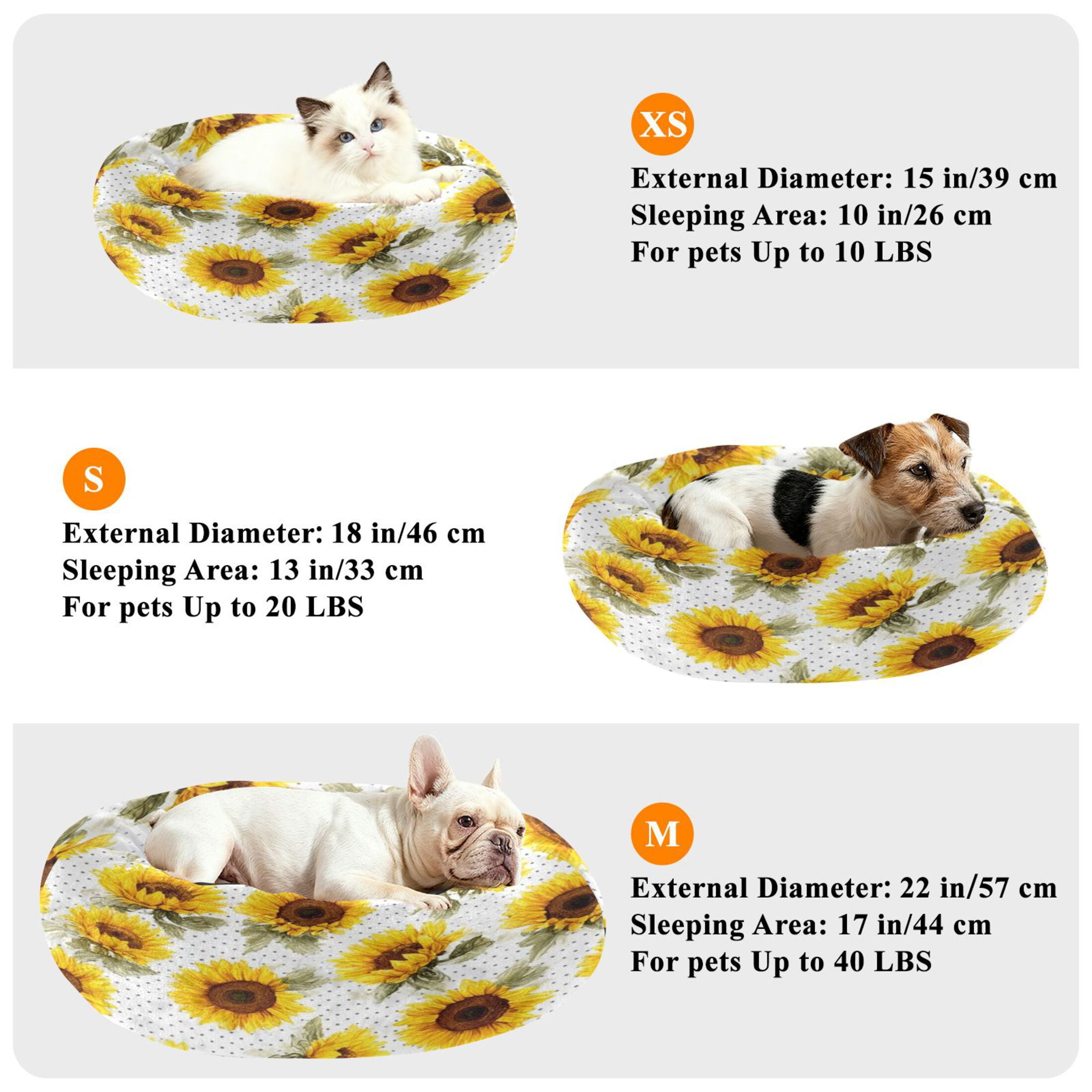 Iauyy Pet Couch Donut Cat Bed for Indoor Cats/Small Dogs Washable & Machine with Non-slip Bottom Calming Cat Furniture, A Charming Sea Of Flowers (M)